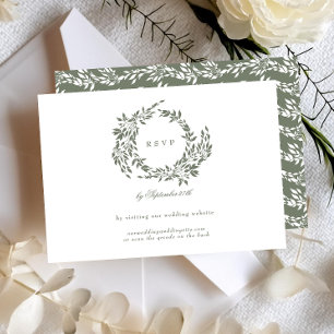 Website von Wreath White & Sage Green Classic RSVP Karte