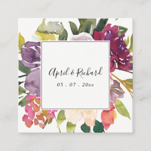 WEBSITE "WHITE YELLOW BLUSH BURGUNDY FLORAL WEDSIT QUADRATISCHE VISITENKARTE