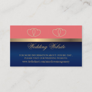 Website zu Coral und Navy Blue Gold Hearts Begleitkarte