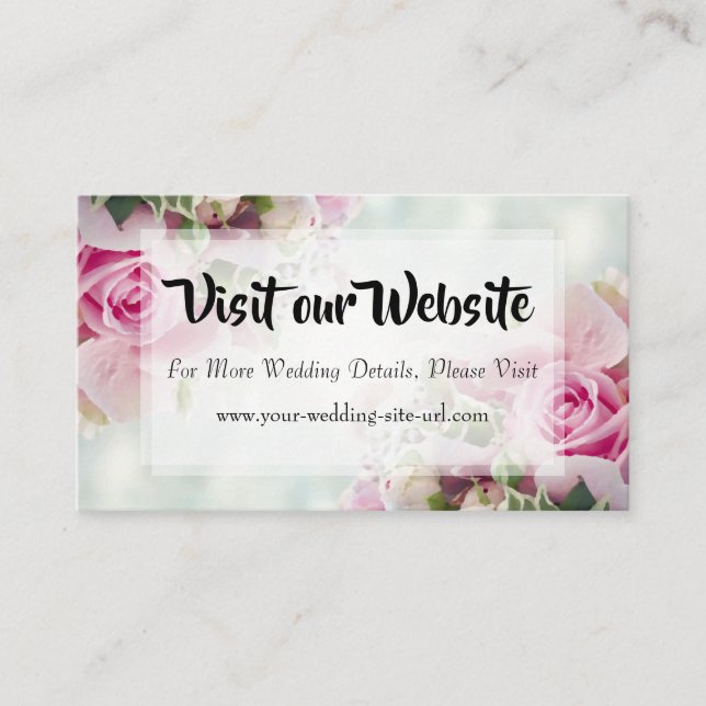 Website zu Pink Floral Rose & Peony Wedding Begleitkarte (Vorderseite)
