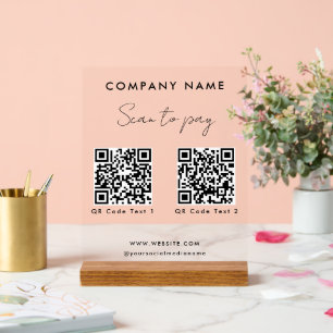 Website zum beruflichen Scannen von 2 QR-Codes Acrylschild