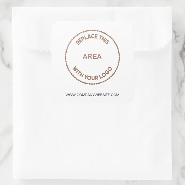 Website zum Firmenlogo Quadratischer Aufkleber (Tasche)