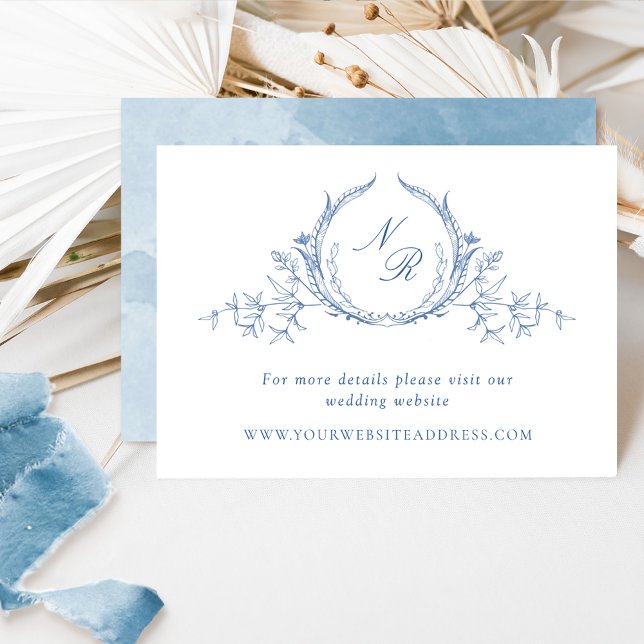 Website zum Hochzeitsschreiben von Blue Watercolor Begleitkarte (Von Creator hochgeladen)