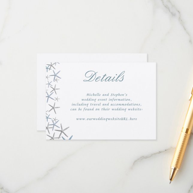 Website zum Hochzeitssehen an der Starfish-Grenze Begleitkarte (Vorderseite/Rückseite Beispiel)