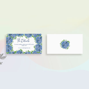 Website zum Hochzeitssehen mit Blue Hydrangeas Wat Begleitkarte
