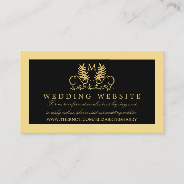 Website zum Hochzeitsszenario Golden Floral Begleitkarte (Vorderseite)