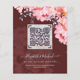 Website zum Hochzeitsszendieren von Burgund QR Flyer