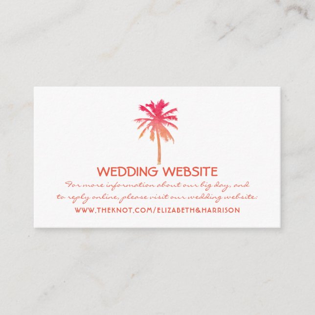 Website zum Hochzeitstag von Tropical Sunset Palm  Begleitkarte (Vorderseite)