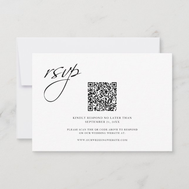Website zum QR-Code für einfache Hochzeiten RSVP Karte (Vorderseite)