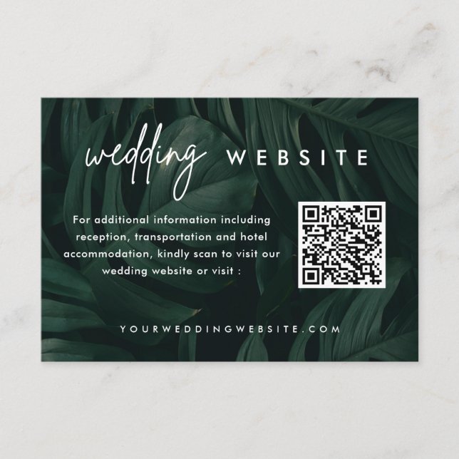 Website zum QR-Code für tropische Hochzeiten in Ur Begleitkarte (Vorderseite)