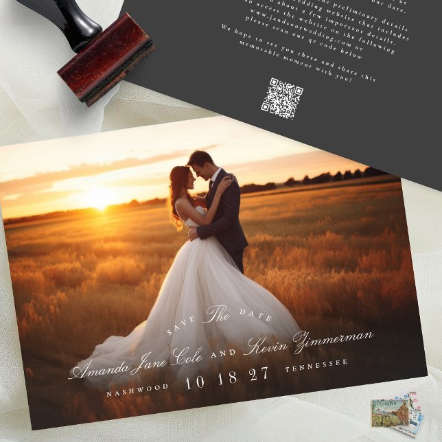 Website zum QR-Foto mit klassischen Elegant-Namen Save The Date (Von Creator hochgeladen)
