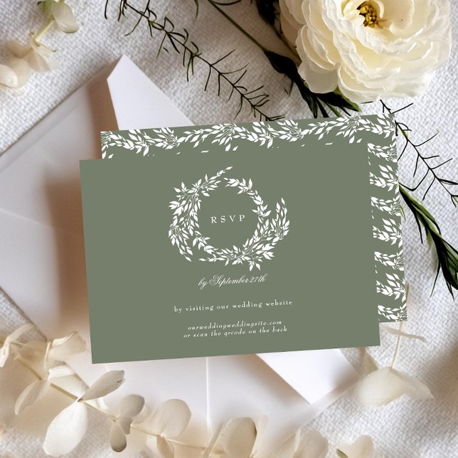 Website zum Thema Hochzeiten: Classic Wreath Sage  RSVP Karte (Von Creator hochgeladen)
