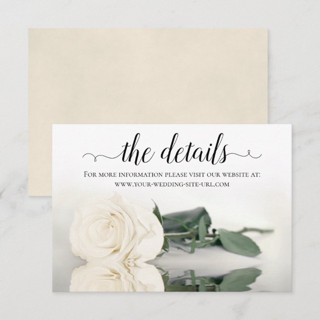Website zum Thema Hochzeiten mit weißer Rose Begleitkarte (Vorne/Hinten)