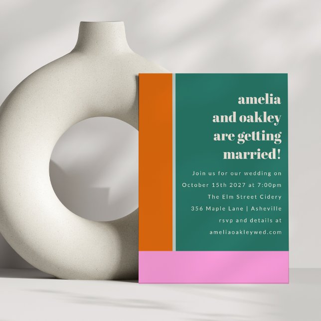 Website zur geometrischen Hochzeitsstimmung in grü Einladung (Von Creator hochgeladen)