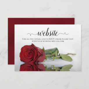 Website zur Hochzeit in eleganter Rote Rose Begleitkarte