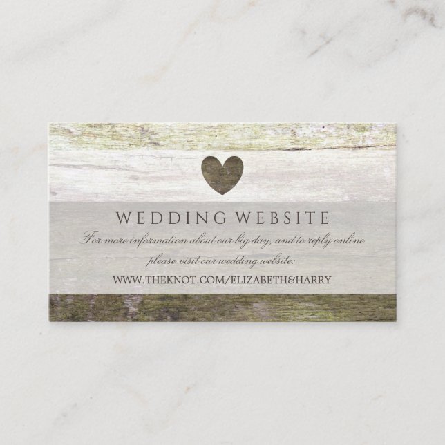 Website zur Hochzeit von Country Wood Heart Begleitkarte (Vorderseite)