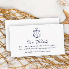 Website zur Hochzeit von Elegant Nautical Navy Blu Begleitkarte
