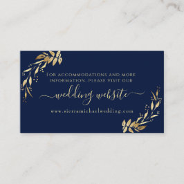 Website zur Hochzeit von Elegant Navy Blue Golden Begleitkarte