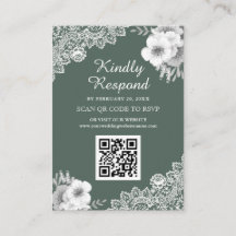 Website zur Hochzeit von Green Floral Lace QR Code