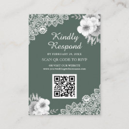 Website zur Hochzeit von Green Floral Lace QR Code Begleitkarte