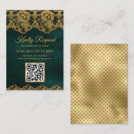 Website zur Hochzeit von Green Gold Foil Lace QR C Begleitkarte