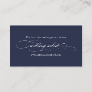 Website zur Hochzeit von Navy Blue Elegant Visitenkarte