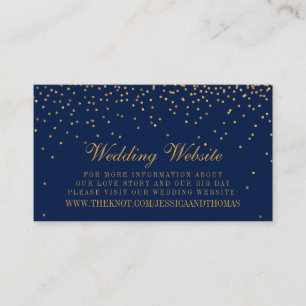 Website zur Hochzeit von Navy Blue & Glam Gold Con Begleitkarte