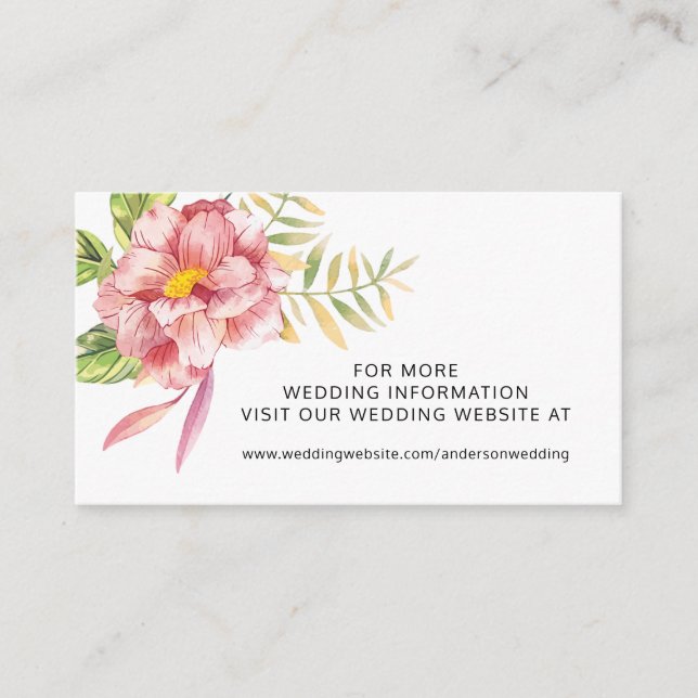 Website zur Hochzeit von Pink Watercolor Visitenkarte (Vorderseite)