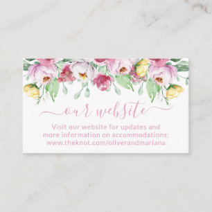 Website zur Hochzeit von Rosa Floral Begleitkarte