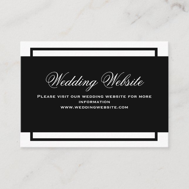 Website zur Hochzeit von Schwarzweiß-Schriftzeiche Begleitkarte (Vorderseite)