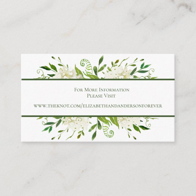 Website zur Hochzeit von White Hydrangea Floral Wa Begleitkarte (Vorderseite)
