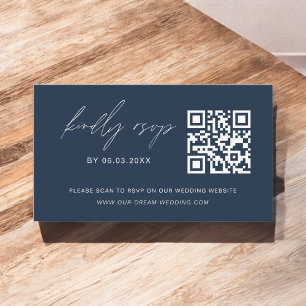 Website zur Hochzeitsszenierung von Navy Blue QR C Begleitkarte