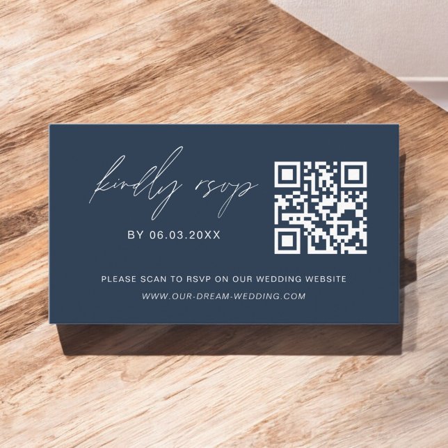 Website zur Hochzeitsszenierung von Navy Blue QR C Begleitkarte (Von Creator hochgeladen)