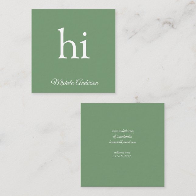 Website zur Kontaktaufnahme mit Namen hinzufügen Quadratische Visitenkarte (Vorne/Hinten)