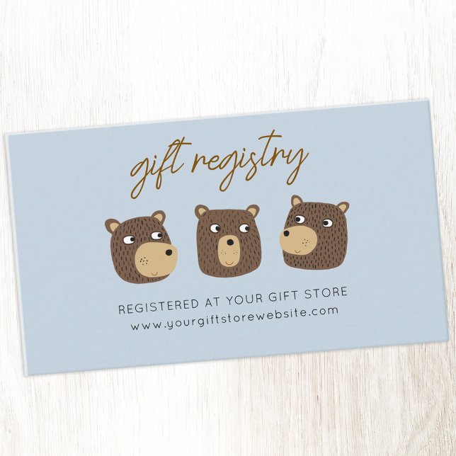 Website zur Registrierung von Kleinbärenkuchen-Ges Begleitkarte (Little teddy bear cub baby shower gift registry website enclosure cards)