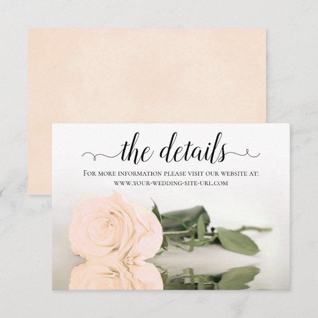 Website zur Rose von Hochzeiten von Peach Begleitkarte (Vorne/Hinten)