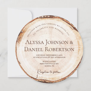 Website zur rustikalen Wedding Wood Cut QR Einladung