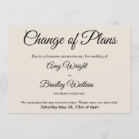 Wechsel der Pläne für verspätete Hochzeitskarte