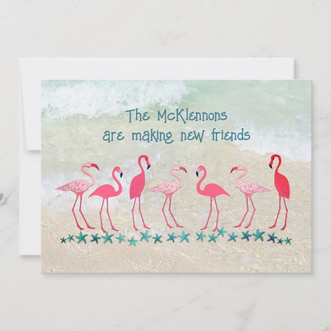 Wechseln zu den Tropics Flamingo Friends New Addre Karte (Vorderseite)