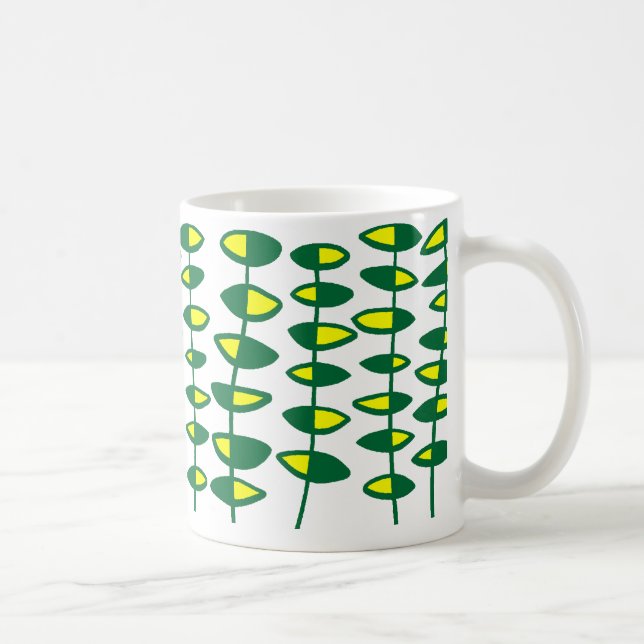 Wechselnde Blätter Abstrakt - grün und gelb Kaffeetasse (Rechts)