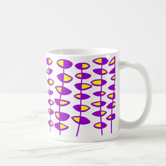 Wechselnde Leaf Abstrakt - Lila und gelb Tasse (Rechts)