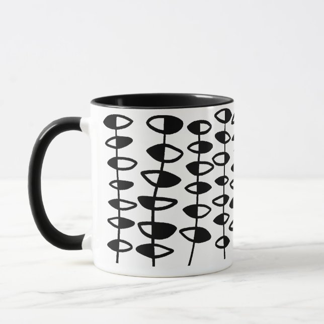 Wechselnde Leaf Abstrakt - Schwarz auf Weiß Tasse (Links)