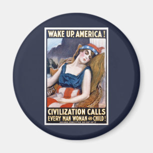 Weck Amerika auf! Vintage Patriotische Freiheit Ku Magnet