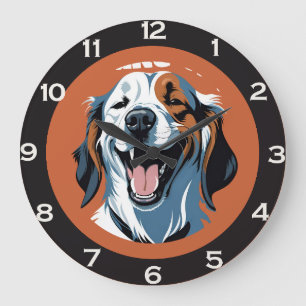 Weck auf!! Golden Retriever Pop Art von CallisC Große Wanduhr