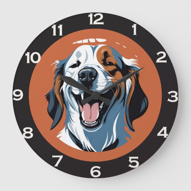 Weck auf!! Golden Retriever Pop Art von CallisC Große Wanduhr (Vorderseite)