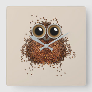 Weck mich auf, klug Owl Quadratische Wanduhr