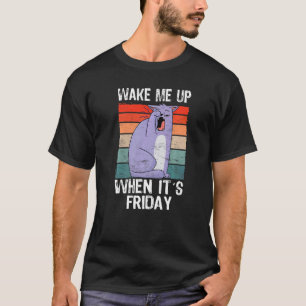 Weck mich auf, wenn Freitag ist, faule Katze T-Shirt