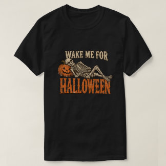 Weck mich zu Halloween Vintage-Skelett-Kürbis T-Shirt