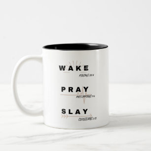 WECK (Psalm 143:8), PRAY (Philippinen). 4:6), SLAG Zweifarbige Tasse