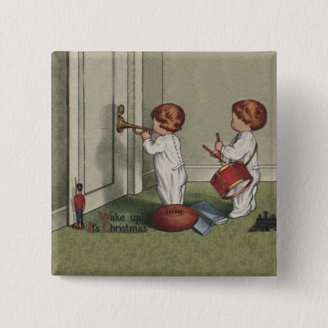 Weck seine niedliche Weihnachtsbilder Button (Vorderseite)